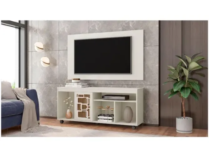 Conjunto rack + painel Alfa com rodízios! Frete + Montagem Grátis!