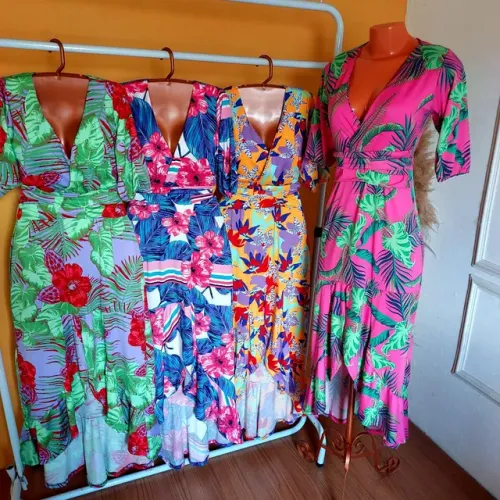 Vestidos longos suede flores