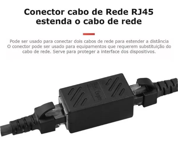 Emenda Extensor Rj45 Cabo Rede Cat5 Cat6 Cat7  Arduino Automação COD-CP685 