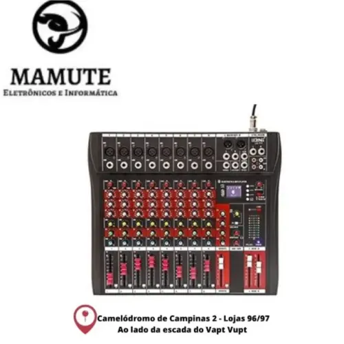 Mesa De Som Bluetooth Usb Mixer Mp3 Digital 8 Canais Le711