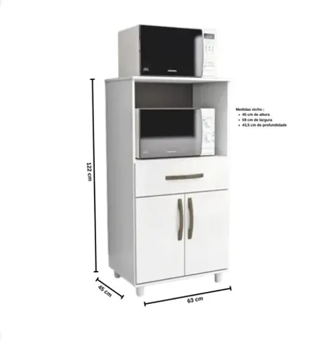 Balcão Forno e Microondas 1 Gaveta ( montagem grátis)
