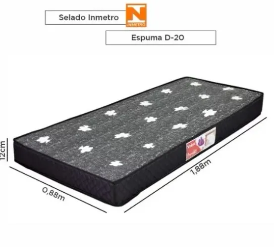 Colchão Solteiro Prorelax D20 Violeta 88x188x12cm Preto/Floral