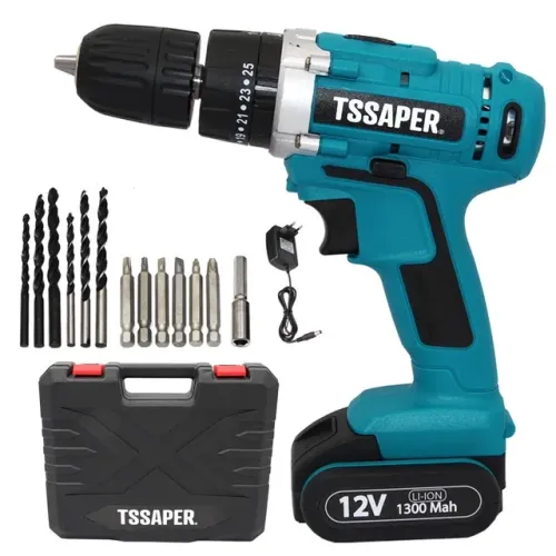 Furadeira Parafusadeira 3/8 Bateria 12v C/ Acessorio Tssaper TPA12