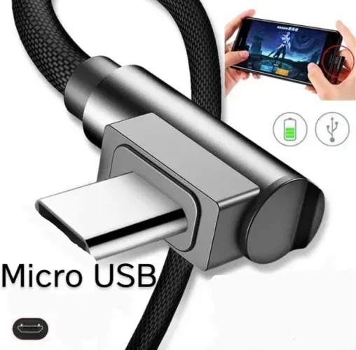 Cabo Micro Usb Gamer 1 Metro Em L 90 Graus