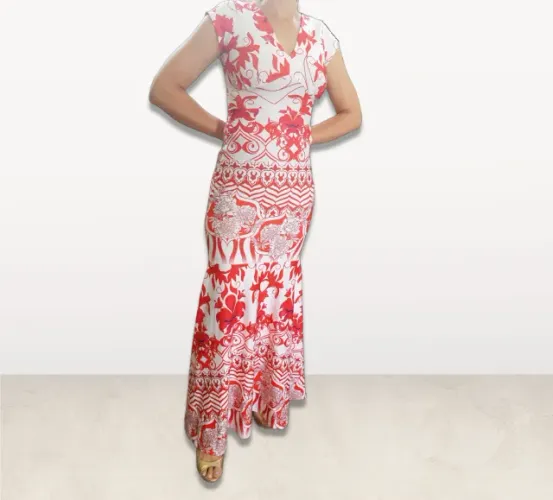 Vestido Longo sereia Geometrico