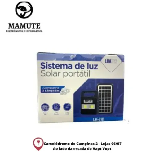 Kit Gerador De Energia Solar Rádio Fm Usb Bluetooth Solar 3 Lampadas Lanterna - Luatek
