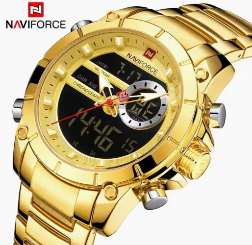 Relógio naviforce dourado modelo 9163