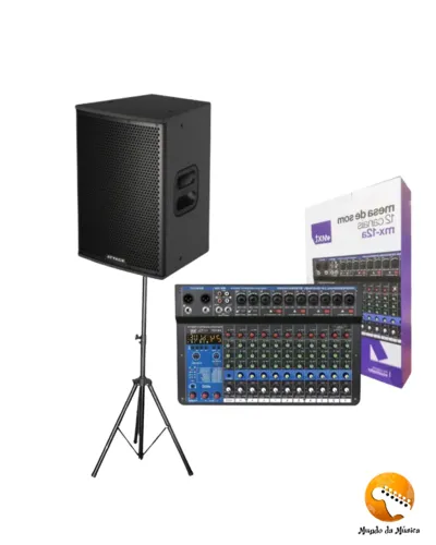 Caixa Amplificada Attack VRF1230A 2 vias -12'' +Driver C/ Suporte Caixa + Mesa Mxt