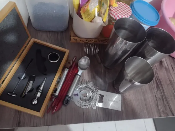 Kit de coqueteleira de bar e acessórios 