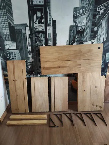 Mesa de Madeira em L para Escritório e Estudo + 3 Prateleiras