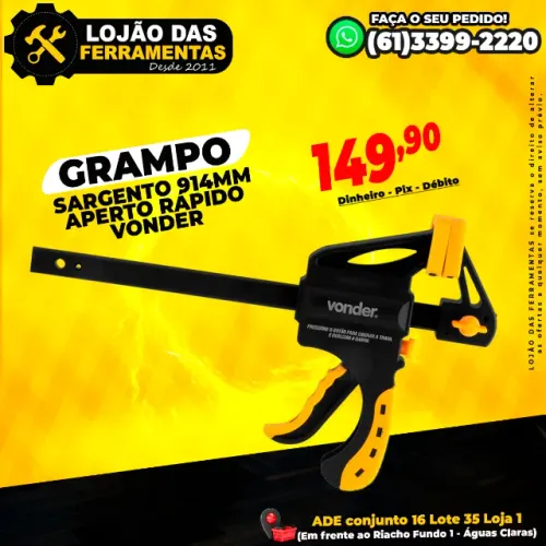 Grampo Sargento 914mm Aperto Rápido Vonder