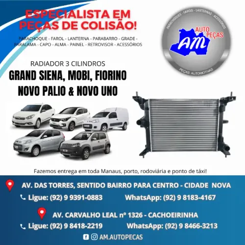 radiador mobi novo uno 3 cilindros