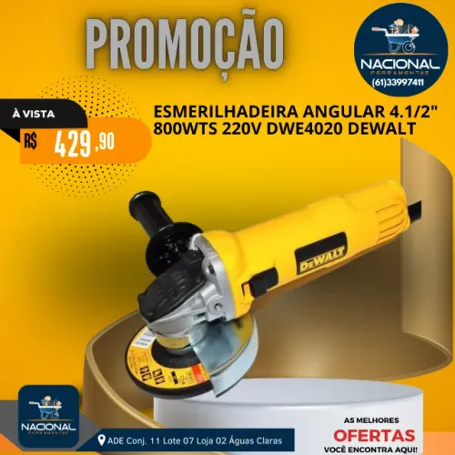 Esmerilhadeira Angular 4.1/2Pol. 800W 220V. DEWALT-DWE4020