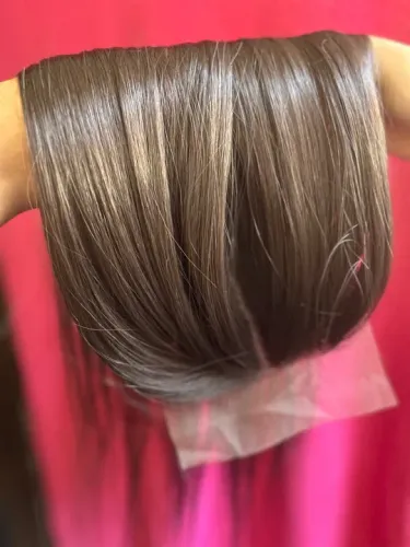 Topper topo de cabelo humanizado 60cm castanho natural 