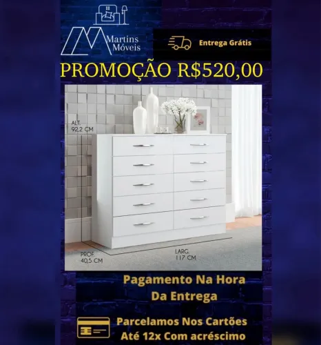 GRANDE PROMOÇÃO CÔMODA 10 GAVETAS SOLUZIONE ENTREGA GRÁTIS  