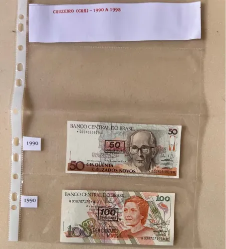 Cédula antiga do Brasíl - Padrão Cruzeiro - 1990/1993 - lote completo