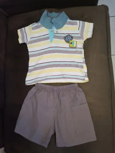 Conjunto Blusa + Bermuda Bebê - Menino