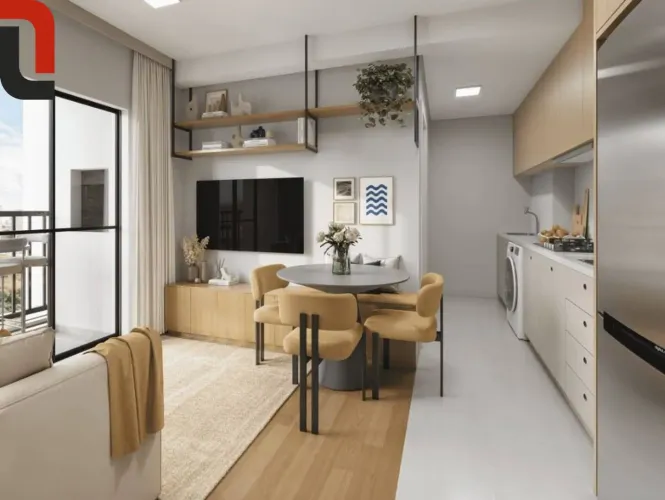 Converge Apto 34m² 2 quartos c/ sacada gourmet no Capão Raso