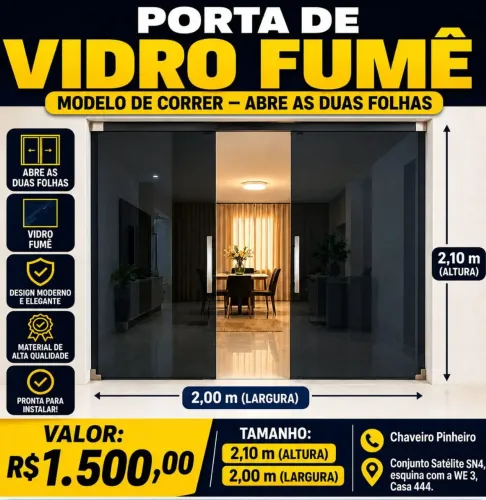 PORTA DE VIDRO FUMÊ