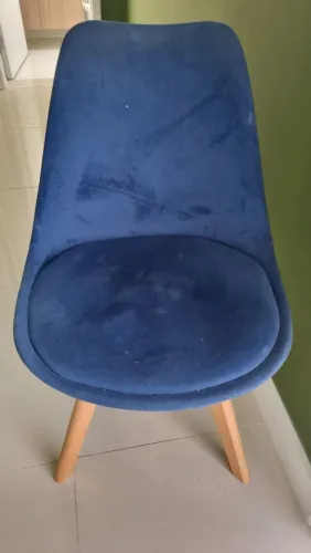 Conj de 4 Cadeiras Charles em Suede Azul Marinho para mesa de jantar ou escrivaninha