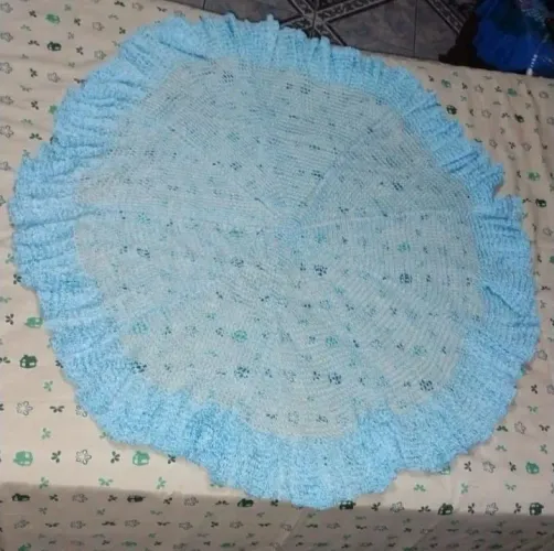 Toalha de Mesa de Crochê Artesanal Rendada (Cor Azul) - Linda e Nova!<br>