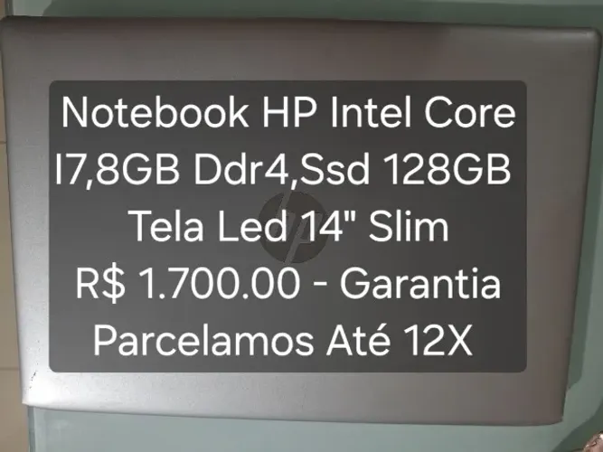 Notebook HP Intel Core I7,8GB DDr4,Ssd 128GB - Garantia.