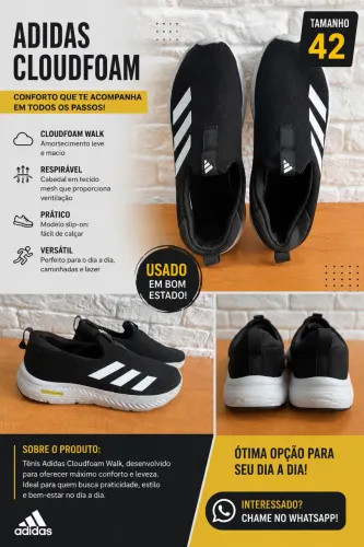 Tênis ADIDAS CLOUDFOAM PRETO TAM 42