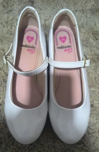 sapato infantil molekinha boneca branco 32