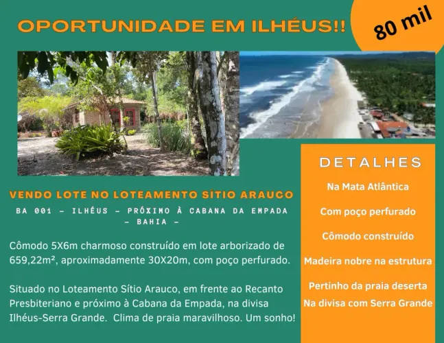 Lote lindo entre Ilhéus e Serra Grande