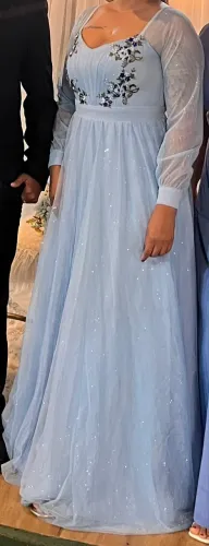 Vestido de festa azul serenity