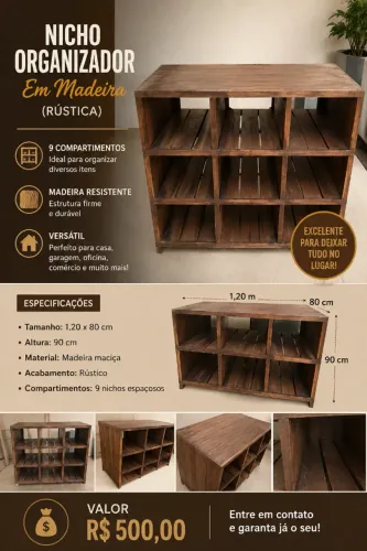 Nicho Organizador em Madeira