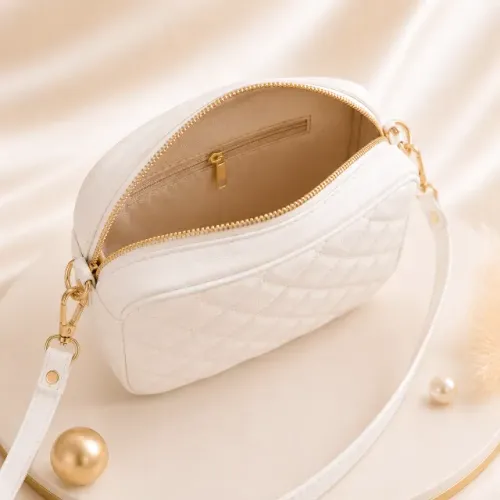 Bolsa Tiracolo Feminina Branca Luxo Matelassê
