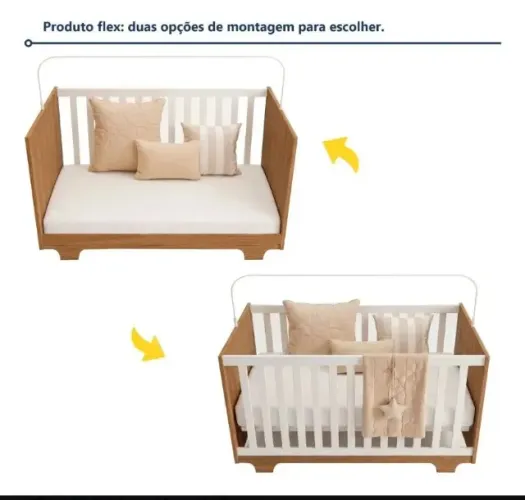 Berço + colchão impermeável + mosquiteiro + kit com lençóis
