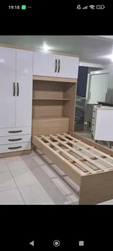 Kit armário com cama embutida de solteiro