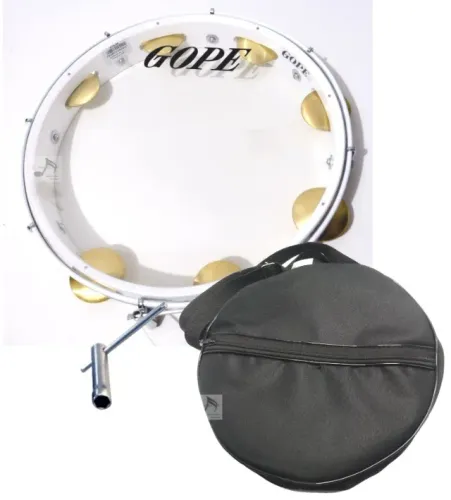 Pandeiro Linha Leve 12" Poleg Profissional Branco + Case (simples) - Gope