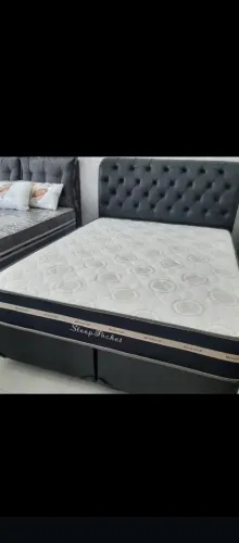 Cama box queen size na cor preta conjunto completo