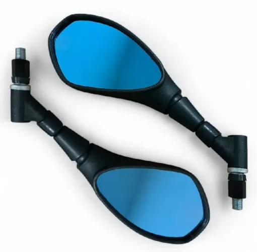 Retrovisor Lente Azul Rosca Yamaha   Haste Curta Giro 360