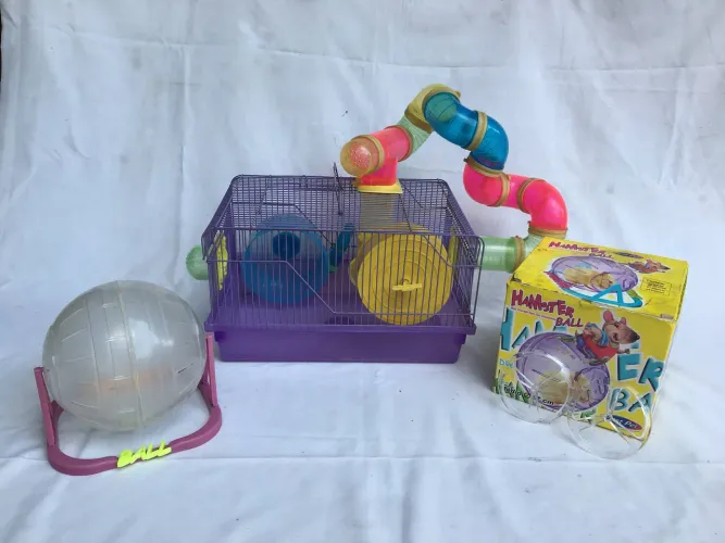 Kit Completo para Hamster (Gaiola, Tubos e Bola de Exercício)