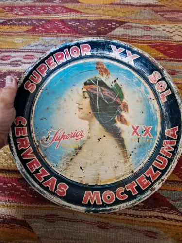 Bandeja rara vintage cerveza moctezuna mexicana 