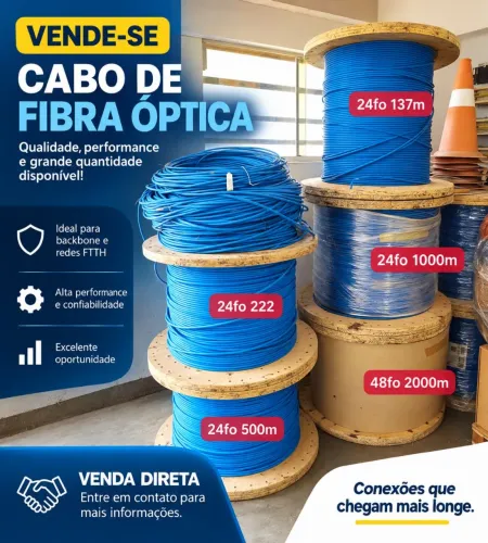 Cabo Fibra Óptica Furukawa 24FO e 48FO - Bobinas Até 2.000m