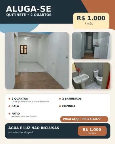 Aluga-se Kitnet com dois quartos