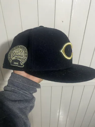 Boné Aba Reta Preto Veludo Estilo New Era Cincinnati Reds