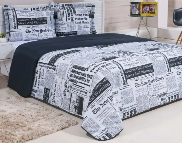 Jogo de Edredom e capas de travesseiro casal estampado