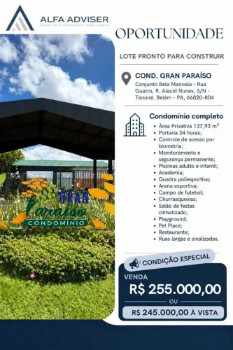Lote à Venda no Gran Paraíso | Condomínio Fechado | Pronto para Construir | R$ 270 Mil