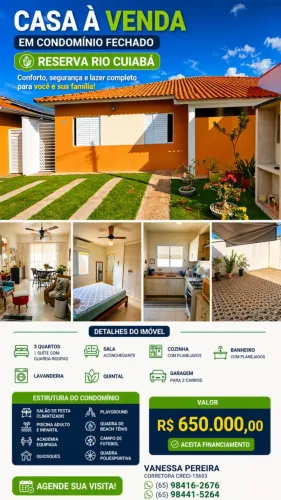 CONDOMÍNIO RESERVA RIO CUIABÁ - CASA A VENDA