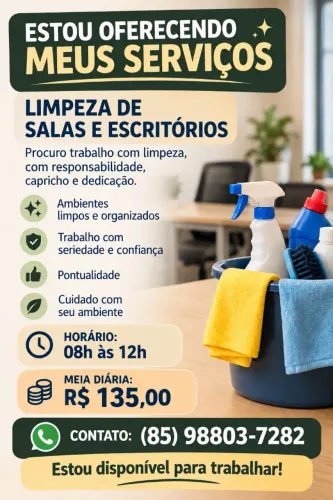 Serviço de limpeza de salas e escritorio