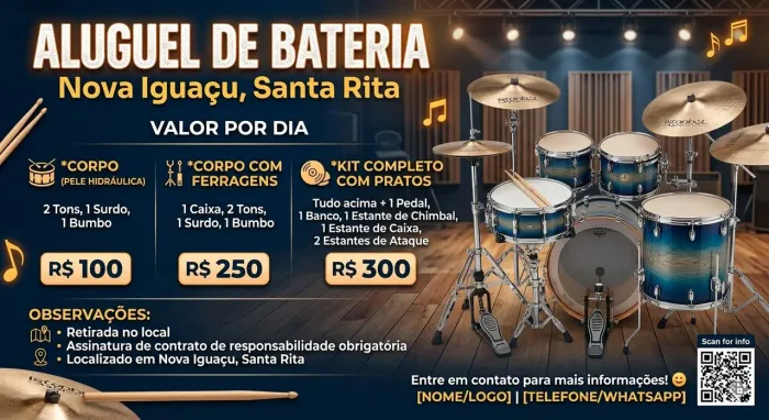 Alugo Bateria (Pearl ,Tama ,PDP e CROSS USA )