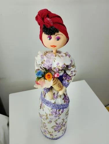 Boneca peso de porta artesanal em estilo retrô /