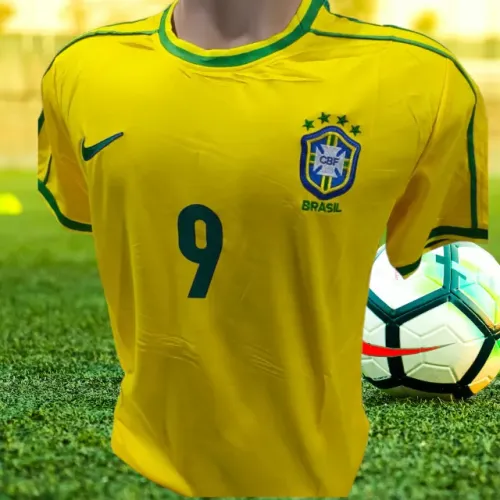 Camiseta Seleção Brasileira Retrô Ronaldo 9 Amarela