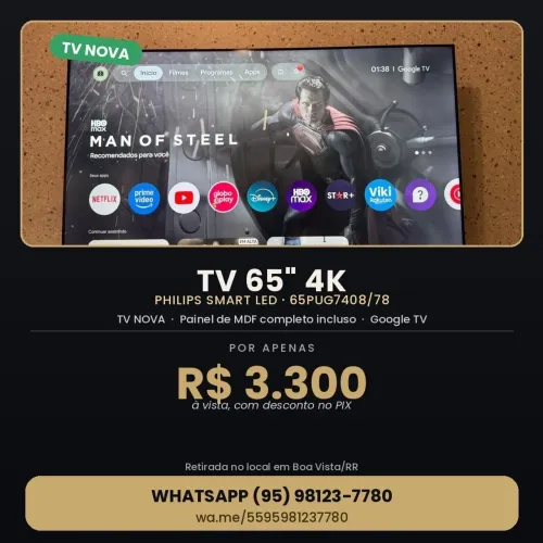 TV 65? 4K Philips Nova - Google TV + Painel Incluso